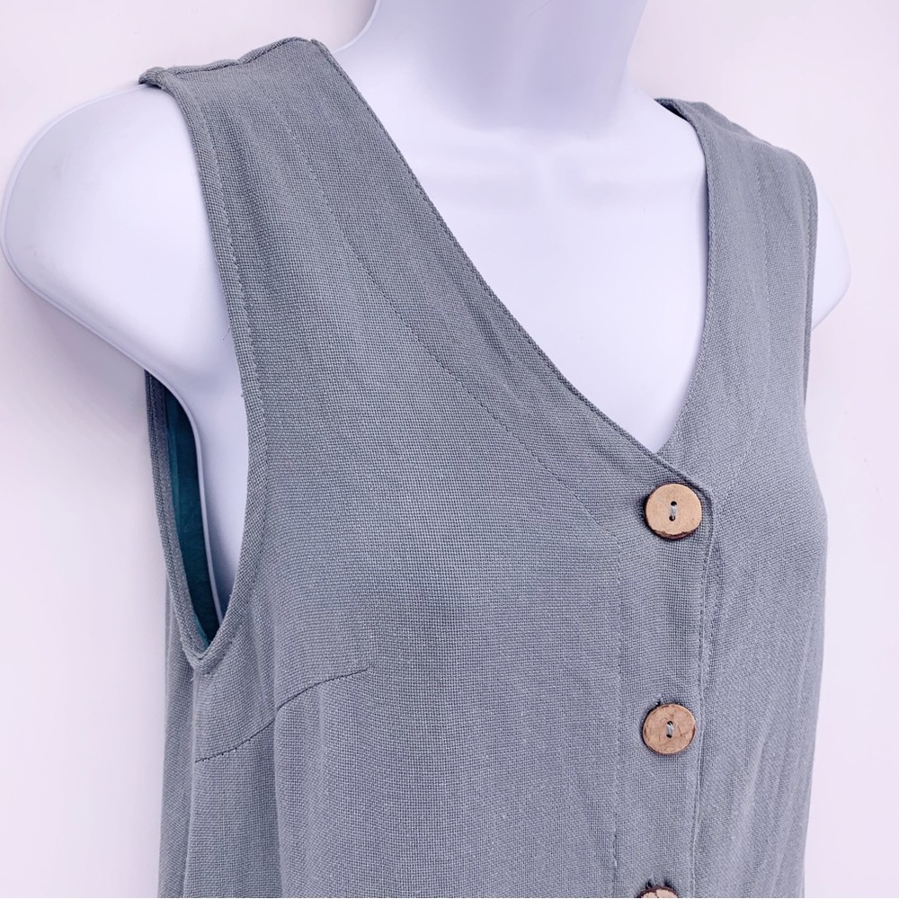 Vici Green Button Down Ruffle Bottom Mini Dress S… - image 5